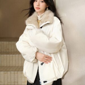 Reversible Collar Down Jacket with Eco Fur Trim