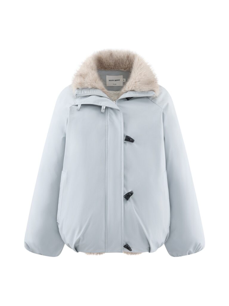 Reversible Collar Down Jacket with Eco Fur Trim