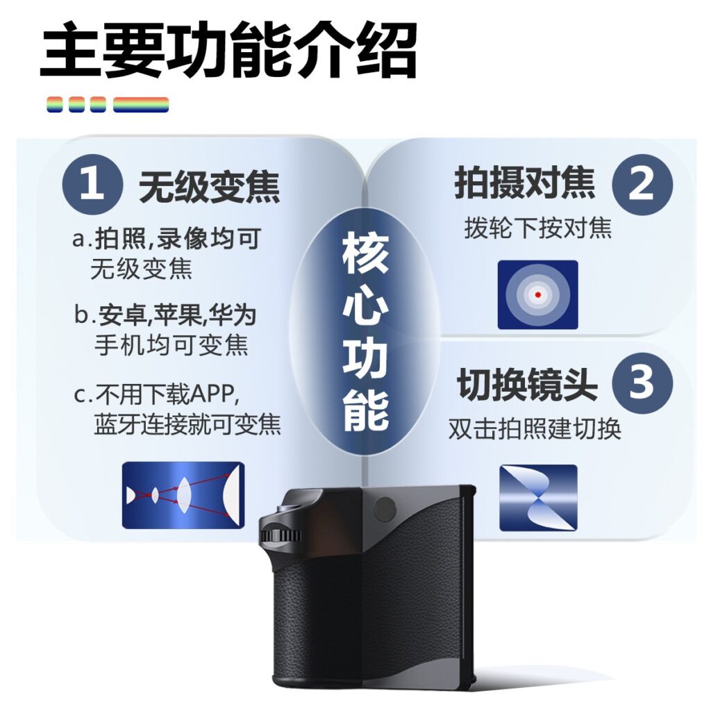 Universal Smartphone Grip with Zoom Focus Bluetooth