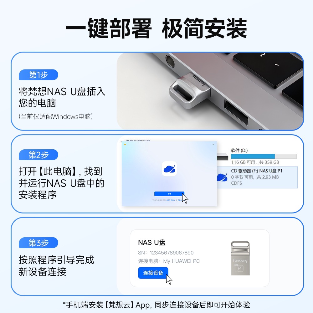 Fancy NAS USB Drive (Wireless Transfer, PC-end NAS)