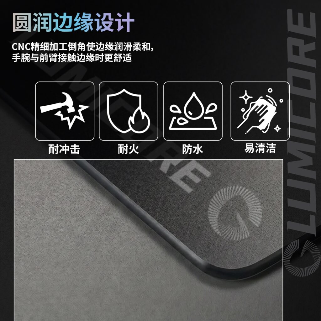 LUMICORE Micro-Etched Steel Mouse Pad