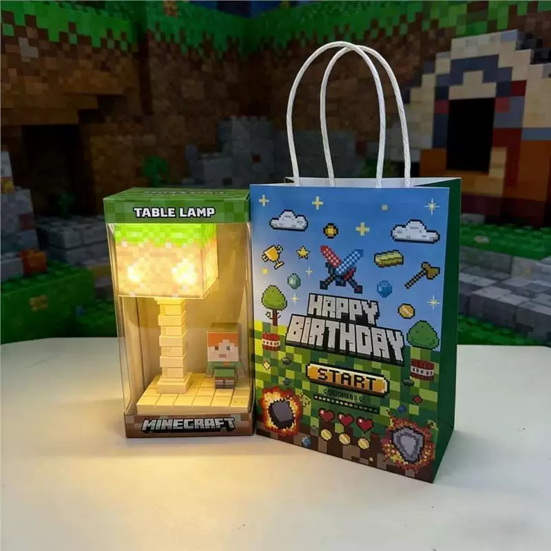 Minecraft Night Light with 5-Level Brightness and 7-Color Gradient