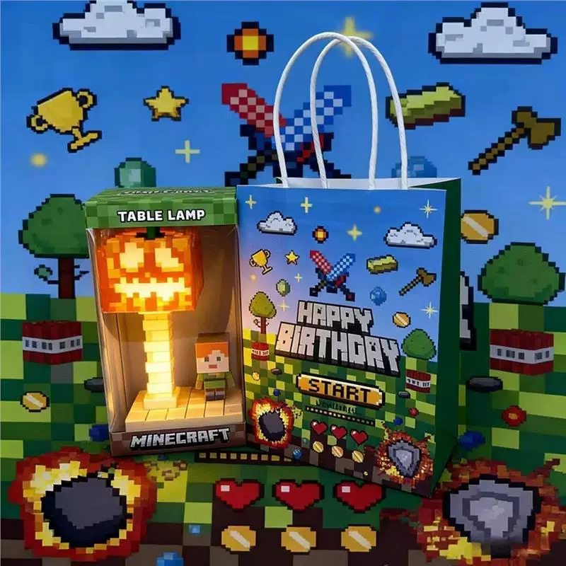Minecraft Night Light with 5-Level Brightness and 7-Color Gradient