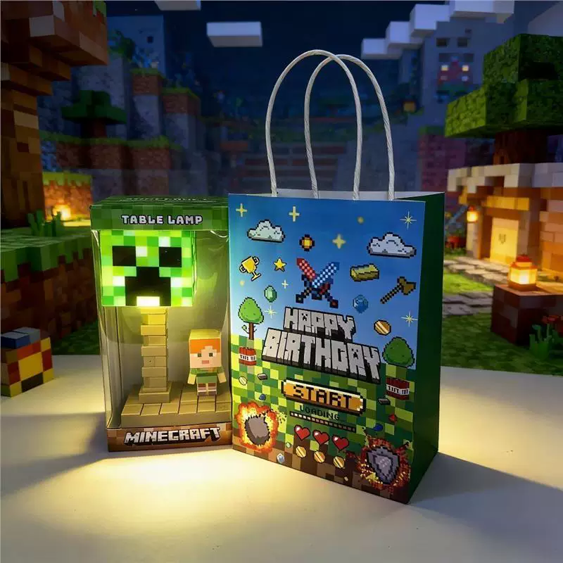 Minecraft Night Light with 5-Level Brightness and 7-Color Gradient