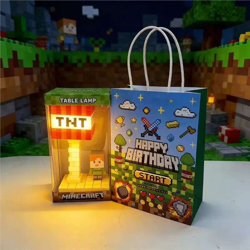Minecraft Night Light with 5-Level Brightness and 7-Color Gradient