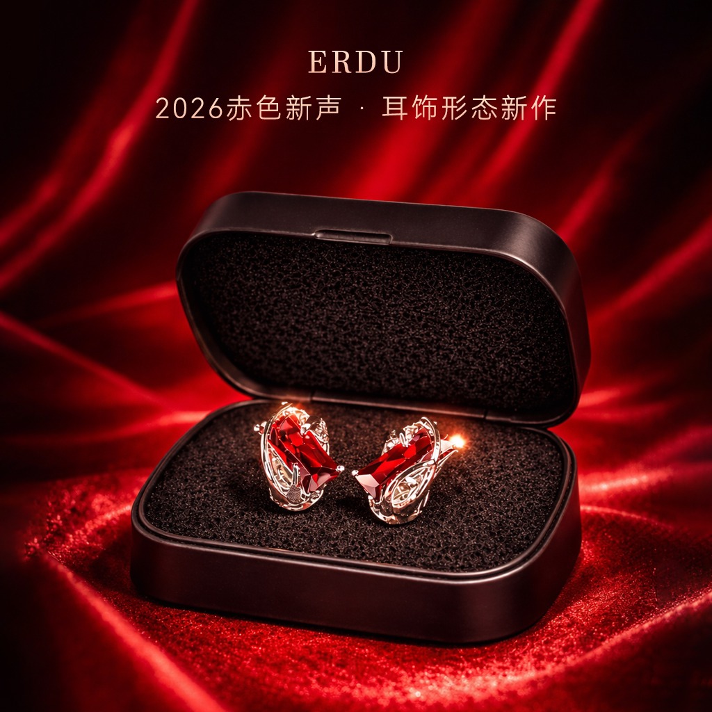 ERDU Crimson Spark Ear Clip Earrings