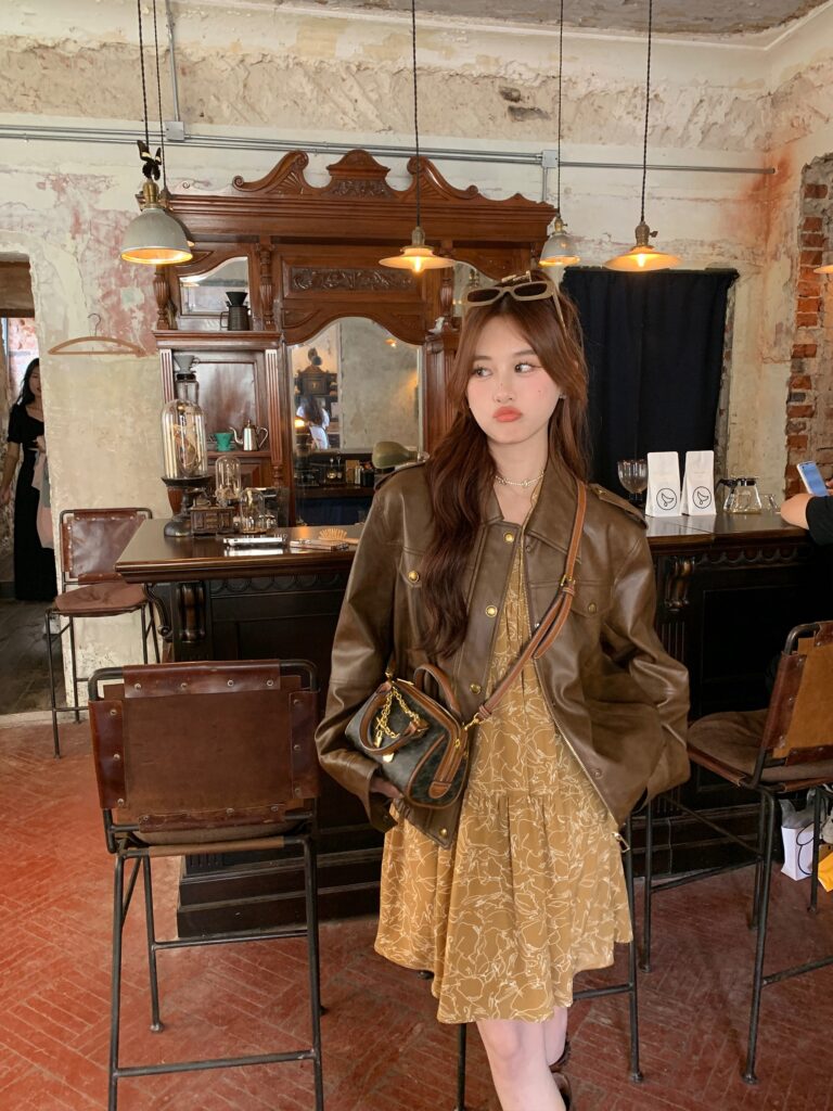 Summer House 2026 Early Autumn Faux Sheepskin Coffee Color PU Leather Jacket Women's