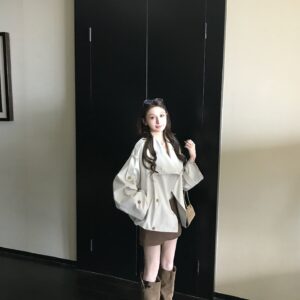 Autumn Beige Gray Jacket